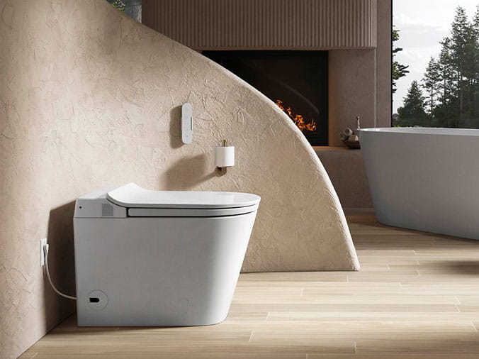 Modetn toilet in a sample bathroom
